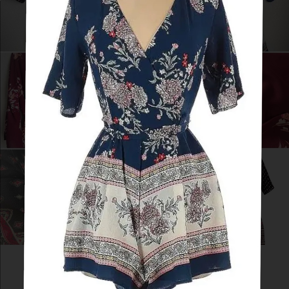 Blue and Pink Floral Romper. Gently Used.